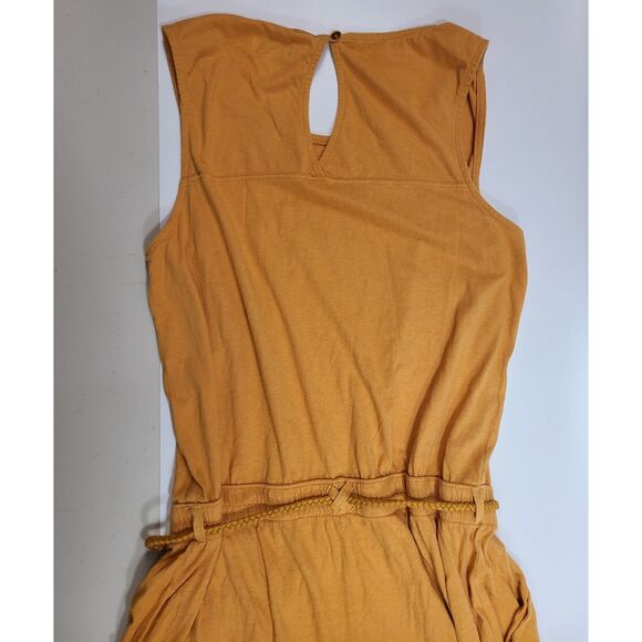 Pact The Portside Jumpsuit Large Organic Cotton Linen Wide Leg Mustard Orange - Picture 6 of 7